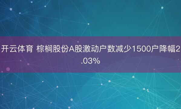 开云体育 棕榈股份A股激动户数减少1500户降幅2.03%